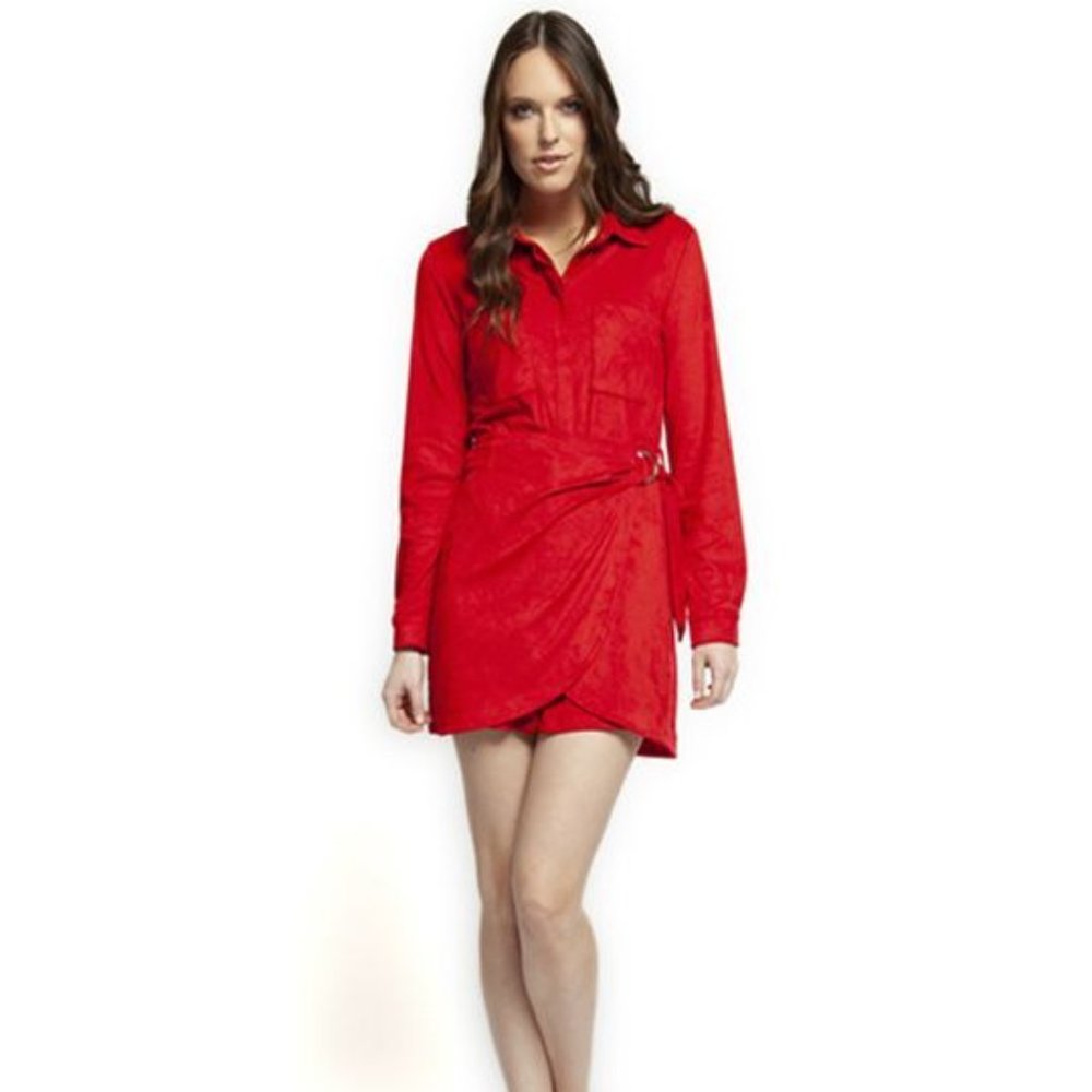 Black Tape Red Wrap Dress